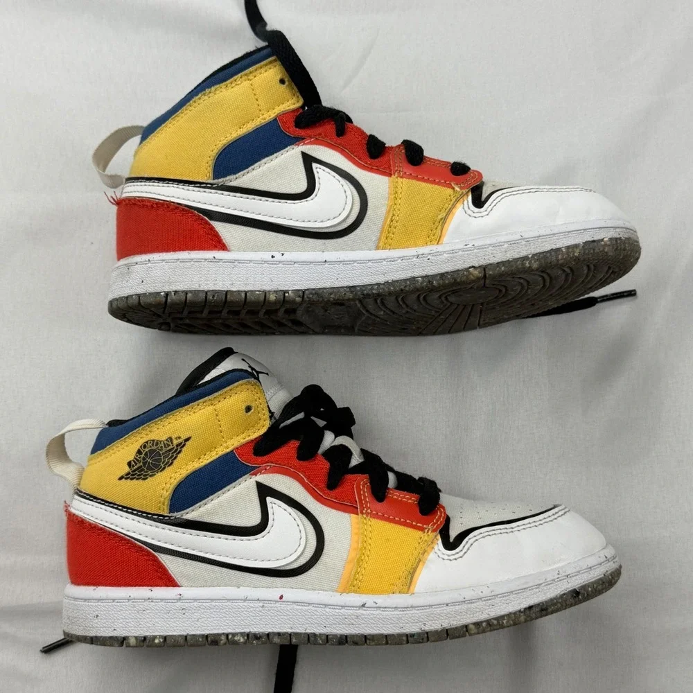 Jordan Air Jordan 1 Mid SE DIY Kids 2.5Y White Red Yellow Blue DV1318-100